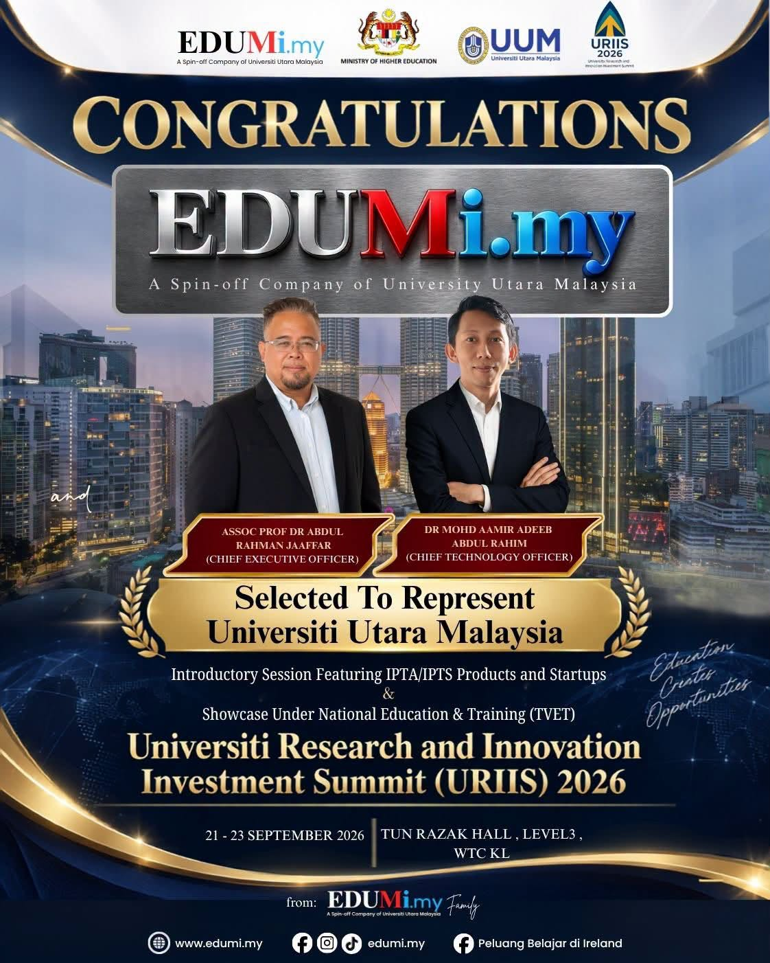 EDUMi.my Leaders Selected to Represent UUM at URIIS 2026